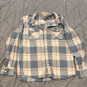 Salty Crew Blue and Cream Plaid Button Down Shirt